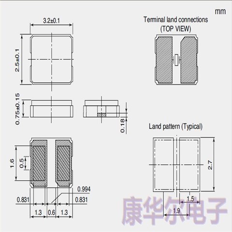 汽车电子晶振,日本NDK晶振,NX3225GB-20MHz-STD-CRA-2,耐高温晶振,陶瓷谐振器