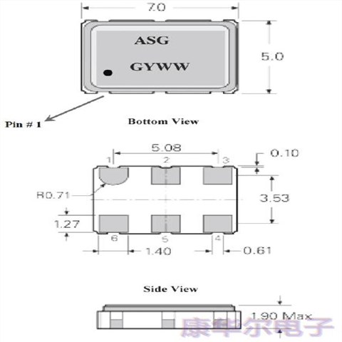 艾博康振荡器,ASG-C-V-A-20.000MHZ-T,7050振荡器,VCXO压控晶振,ASG-C晶振