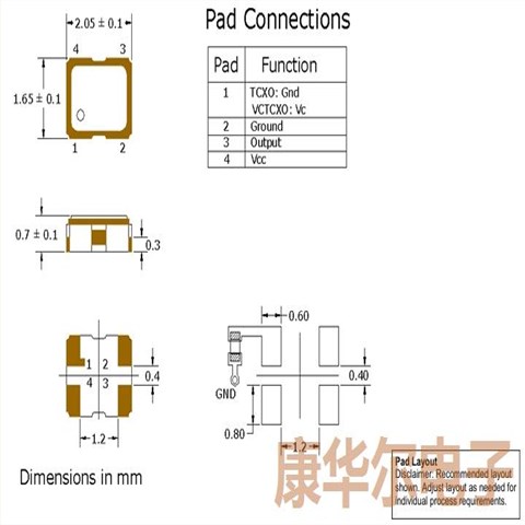 UCG4031035JK005000-19.2MDK,Pletronics温补晶振,TCXO振荡器,UCG4进口晶振