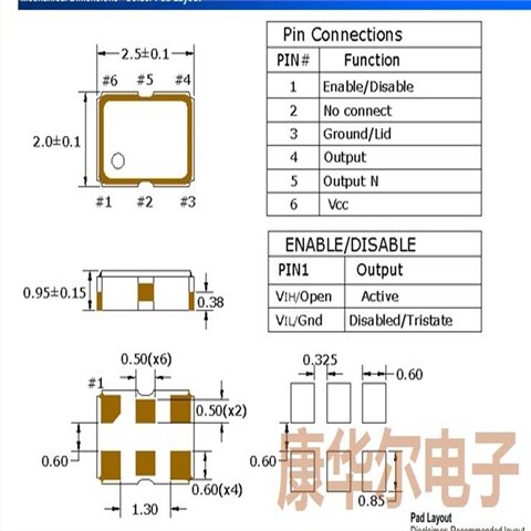 2520石英振荡器,LV3344JEV-100.0MDK,LVDS差分输出晶振,LV33J低抖动晶振,普锐特振荡器